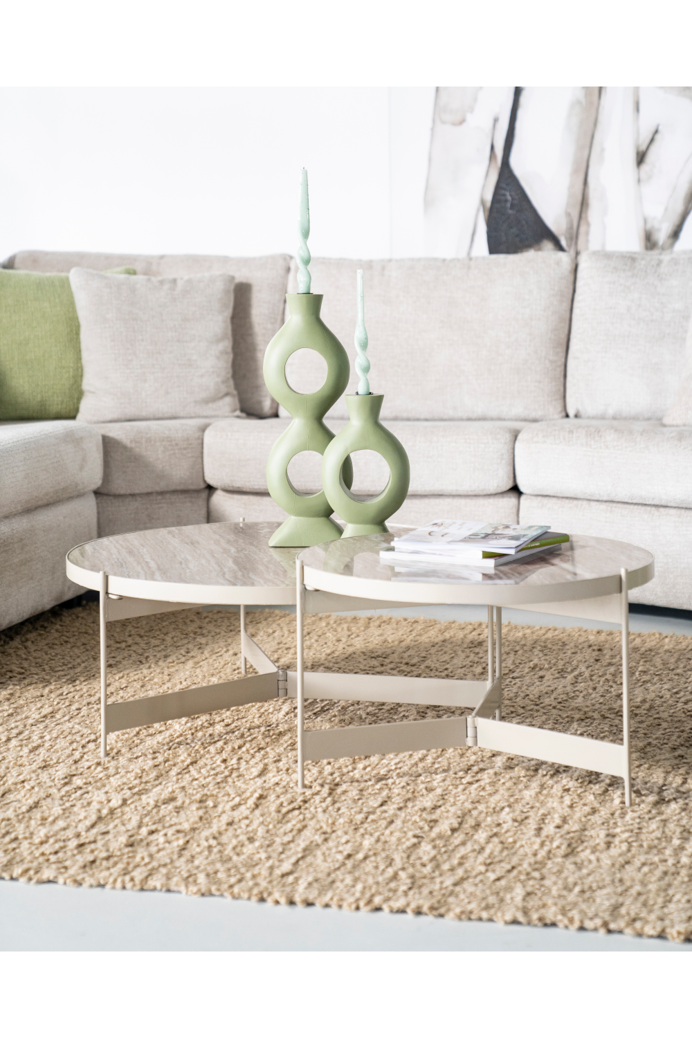 Ensemble de 2 tables basses modernes blanches