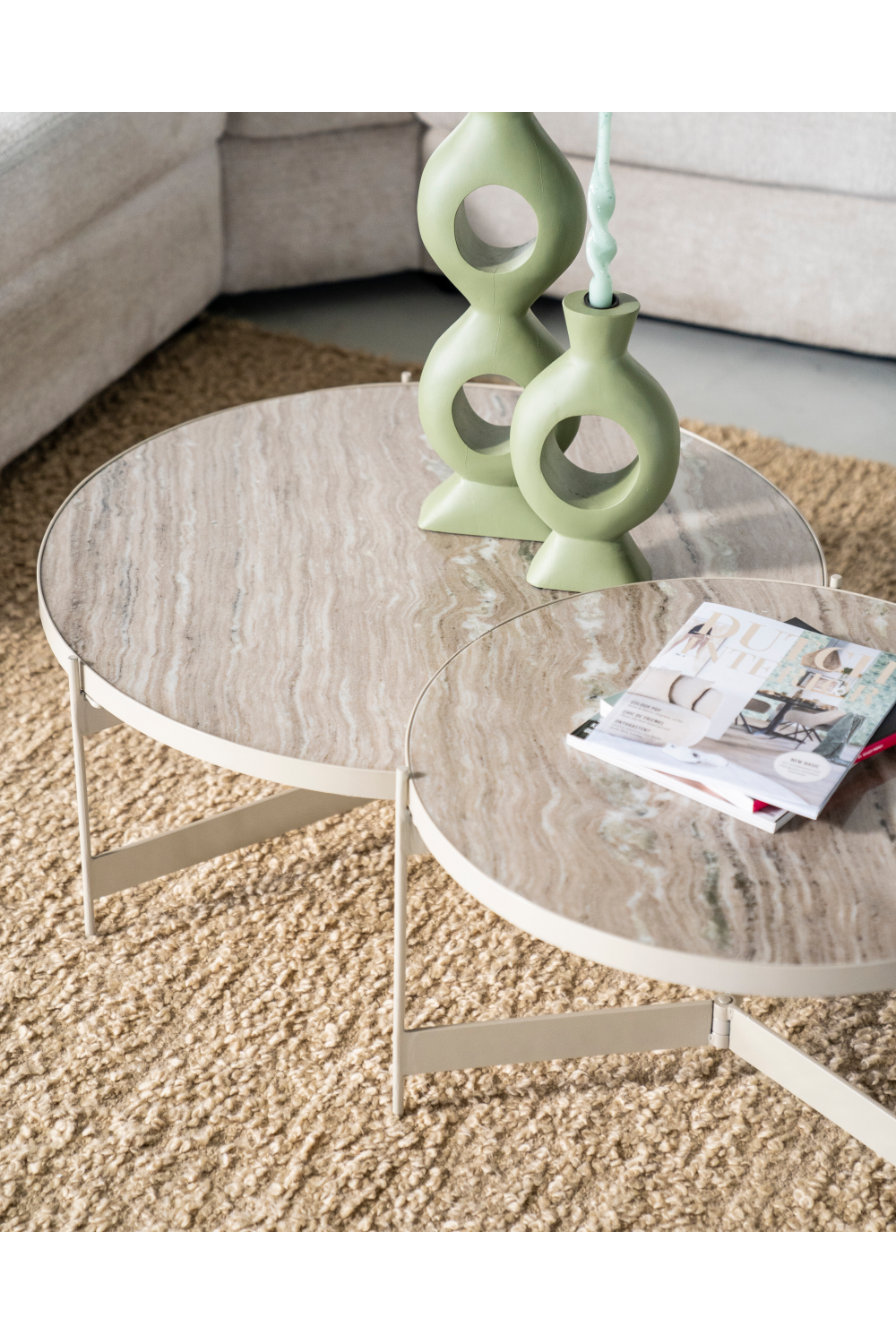 Ensemble de 2 tables basses modernes blanches