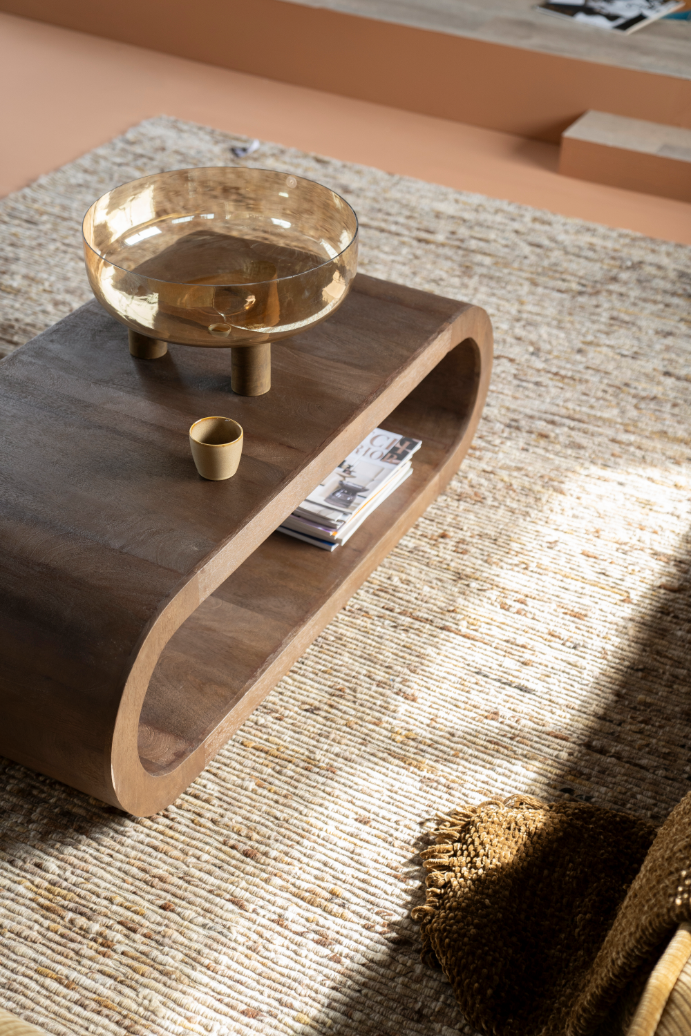Table basse oblongue en bois de manguier