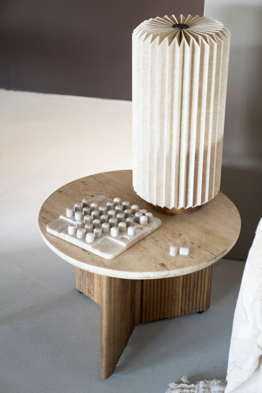 Table basse ronde en bois de manguier