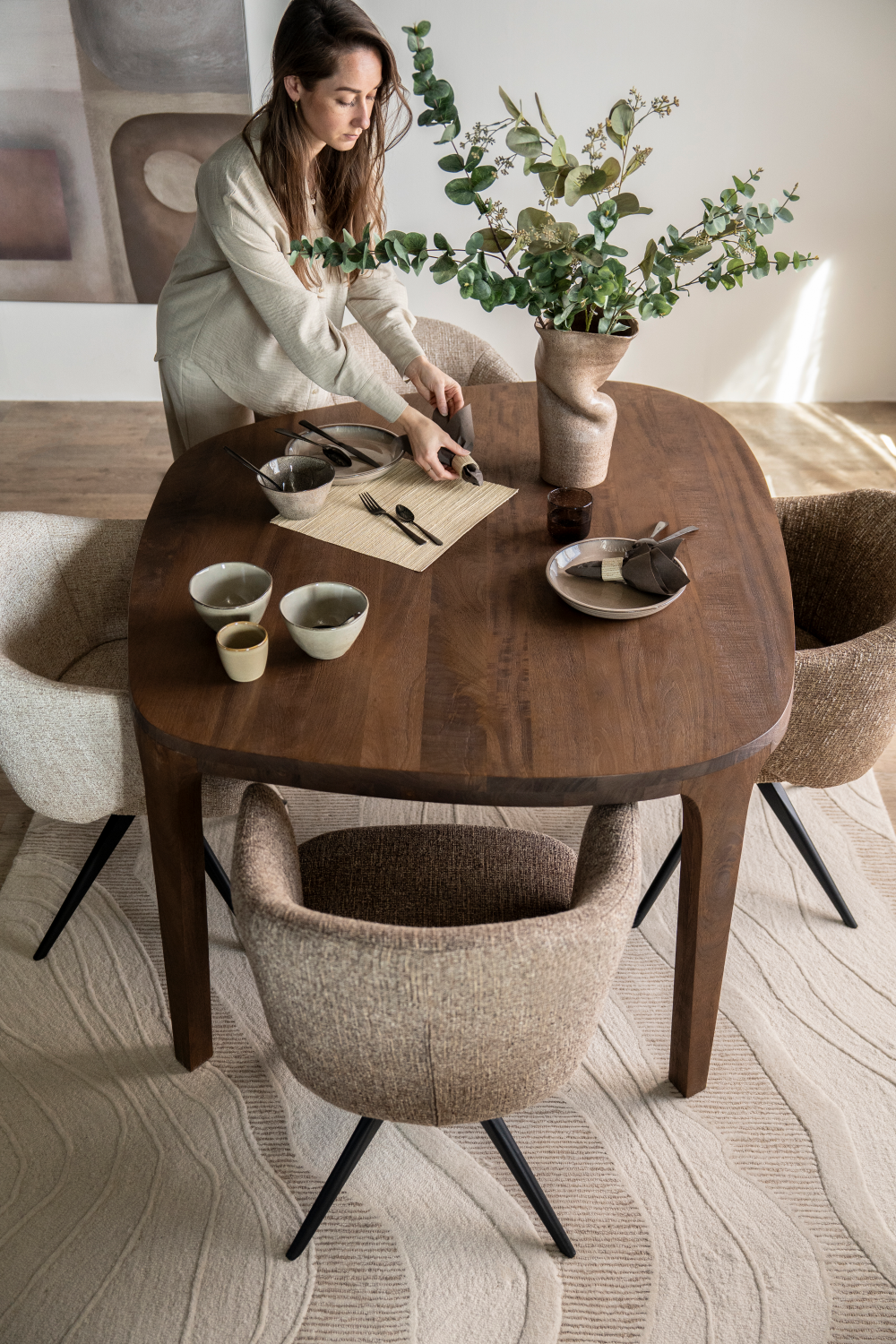 Table à manger en bois de manguier brossé