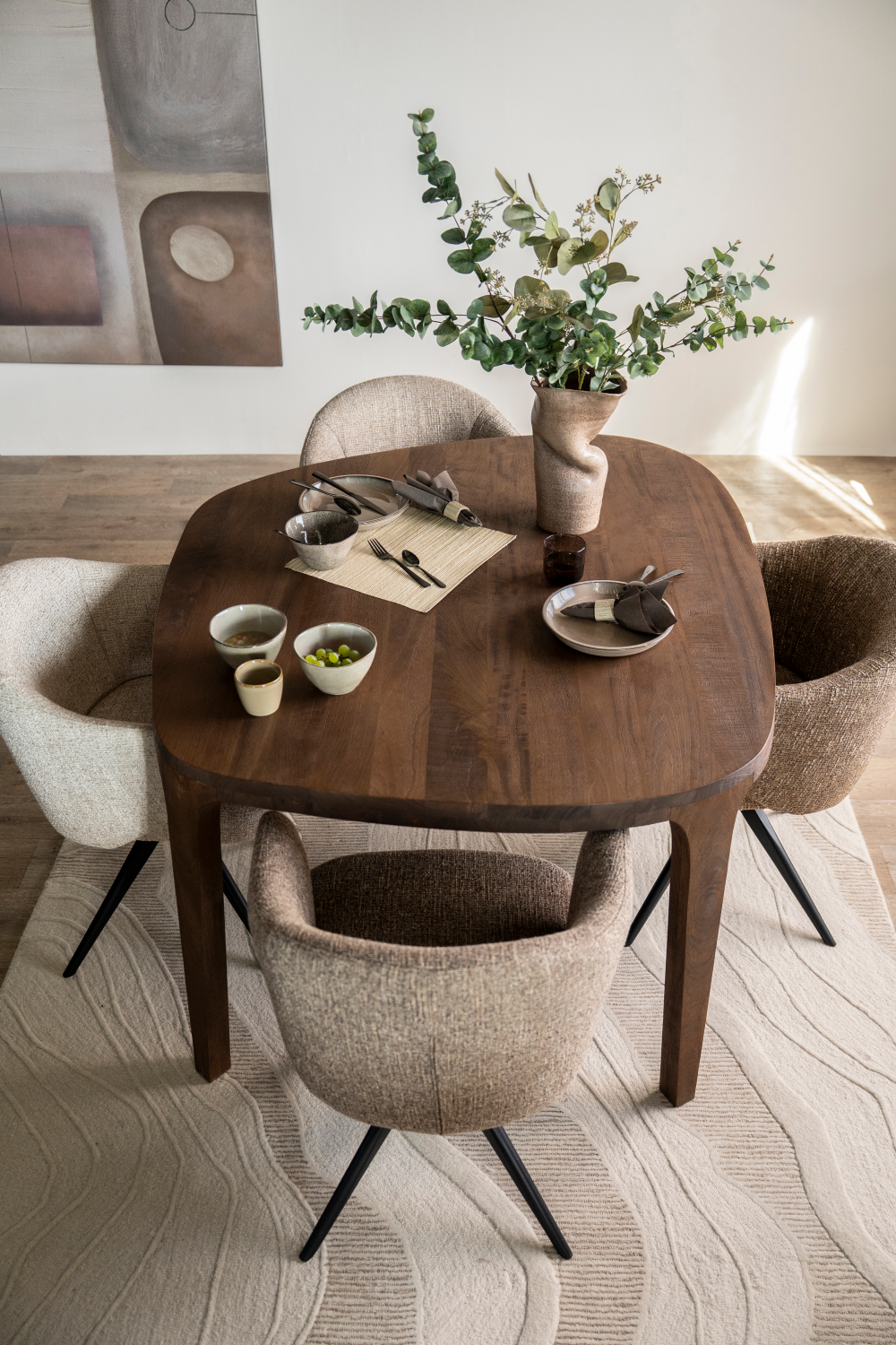 Table à manger en bois de manguier brossé