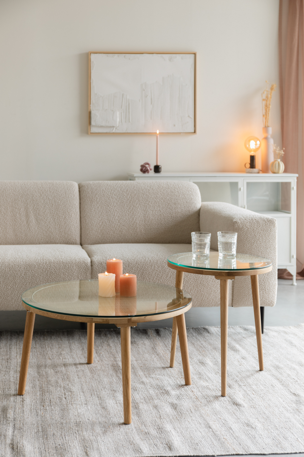 Table basse moderne en rotin naturel