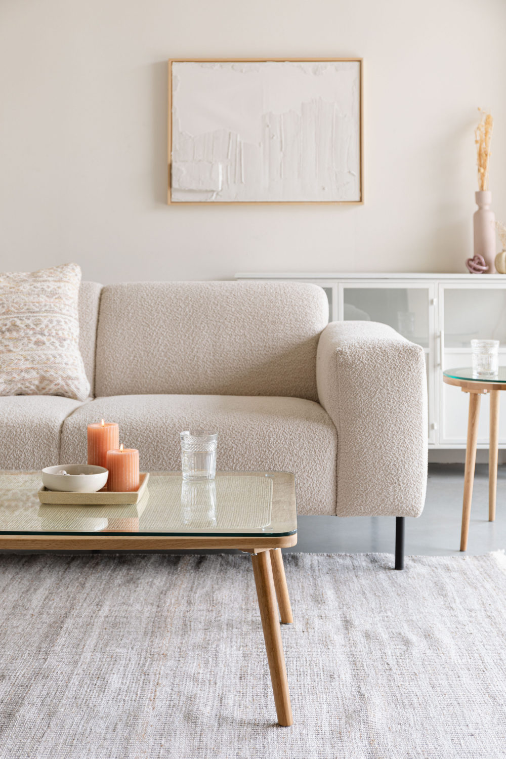Table basse moderne en rotin naturel