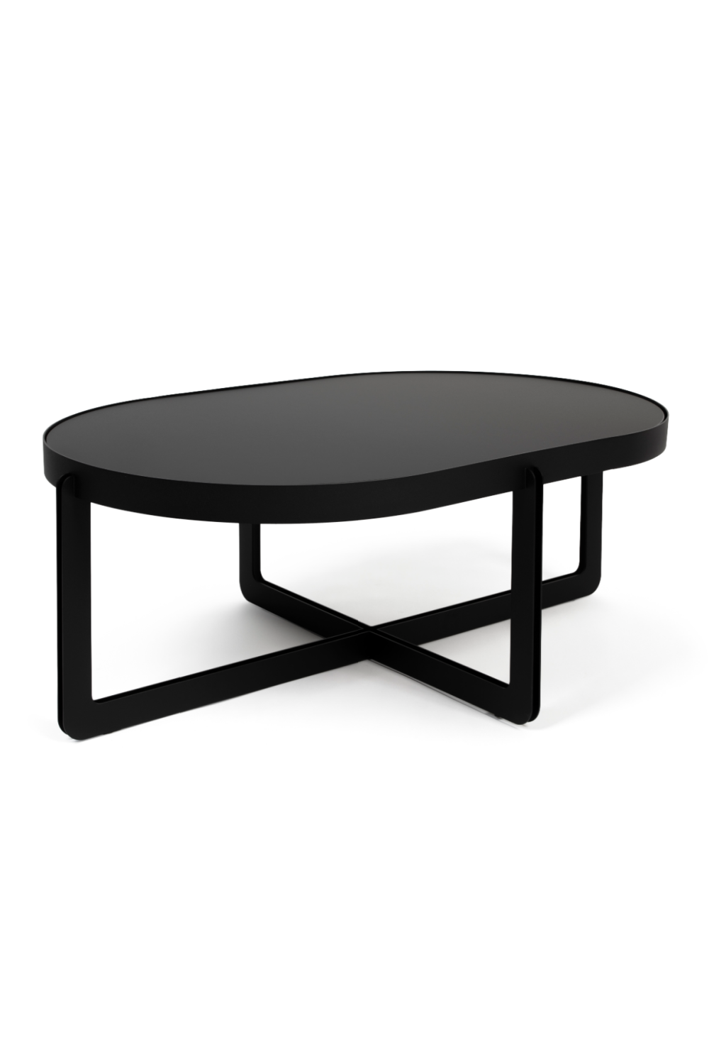 Table basse ovale à piètement croisé