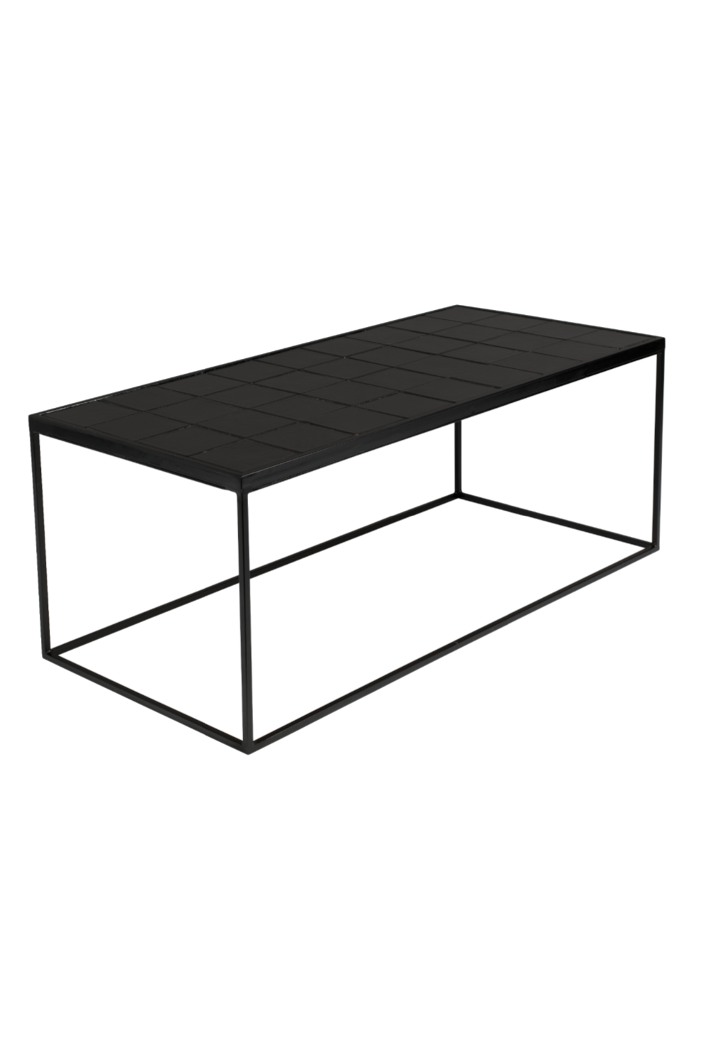 Table basse à plateau carrelé noir