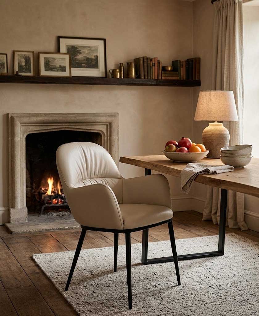 Fauteuil en cuir moka clair 301
