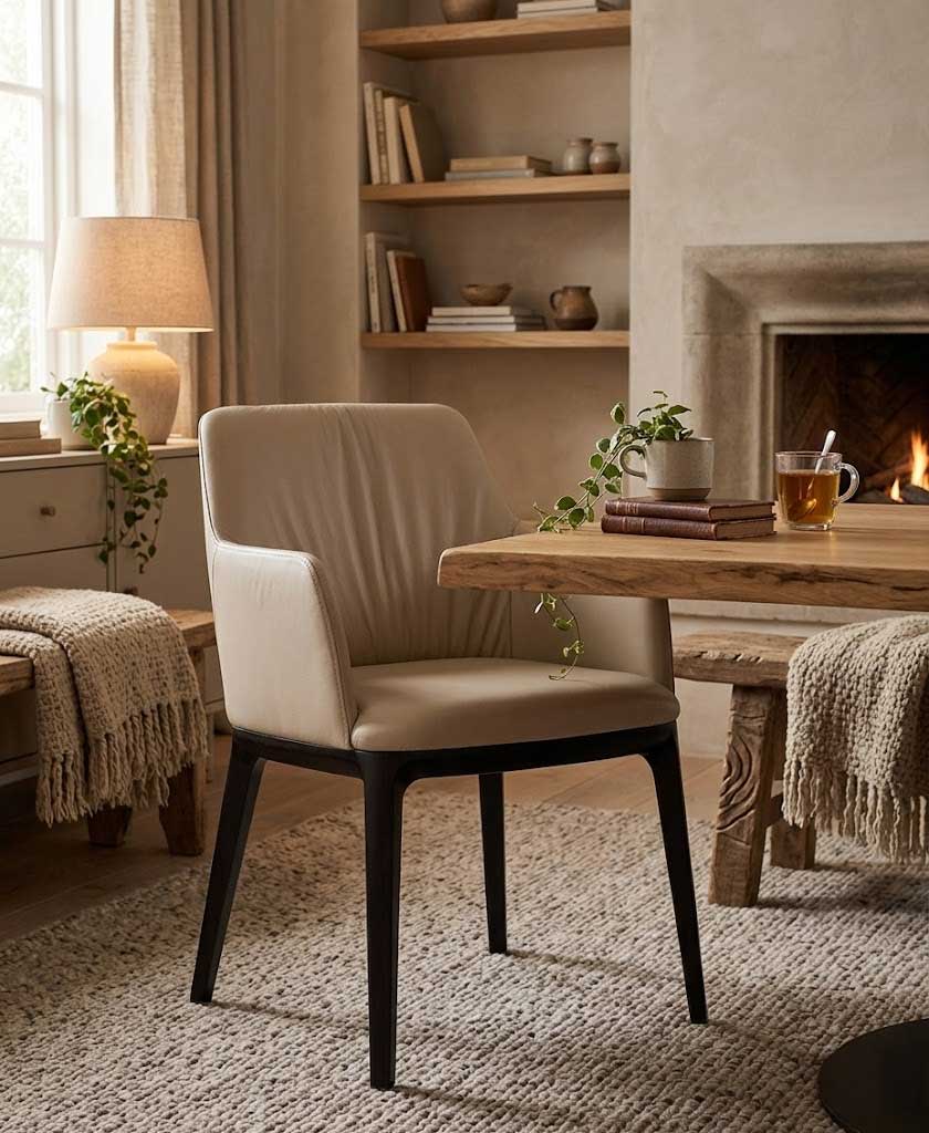 Fauteuil en cuir Osaka de couleur Moka clair 301 de J&M Furniture