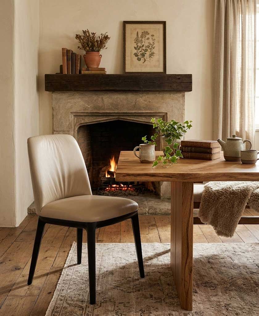 Chaise en cuir Osaka, Moka clair (paire)
